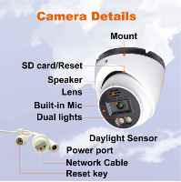 Caméra IP de sécurité PoE 5MP 30fps, vision nocturne couleur intelligente à double éclairage, détection de mouvement humain, conversation bidirectionnelle, jusqu'à 512 Go SD, métal