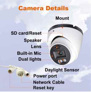 Caméra IP de sécurité PoE 5MP 30fps, vision nocturne couleur intelligente à double éclairage, détection de mouvement humain, conversation bidirectionnelle, jusqu'à 512 Go SD, métal - Product Image 3