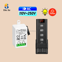 Interrupteur Minuteur Sans Fil 433 MHz avec Télécommande, 110V-220V 10A, Portée 50m, Système Maison Intelligente 1 Voie, Compte à Rebours 10 Niveaux