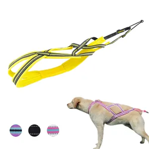 Siberian Husky Harness Lengan Panjang, Rompi Tarik Reflektif Tugas Berat, Harness Anjing LED Lembut Balap X Belakang