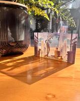 Support carré en acrylique transparent moderne personnalisé, bloc solide avec impression offset haute définition et couleurs vives