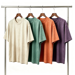Camiseta Oversize de Algodón Puro con Lavado Ácido para Hombre, Estampado Personalizado, Estilo Casual Urbano, Hombro Caído, Tejido Pesado - Product Image 1