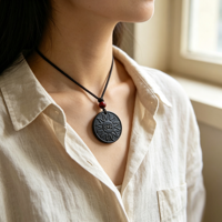 Collier Énergétique Quantique Scalaire Nano-Ionique Technologie Japonaise, Pendentif Personnalisé en Pierre de Lave Classique et Tourmaline Noire, Cadeau