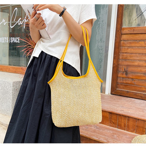 Bolso <span class=keywords><strong>de</strong></span> mano <span class=keywords><strong>de</strong></span> hombro hueco con logotipo personalizado para mujer, <span class=keywords><strong>de</strong></span> moda, grande, <span class=keywords><strong>de</strong></span> mimbre tejido, para <span class=keywords><strong>playa</strong></span>, verano, tipo cubo, <span class=keywords><strong>de</strong></span> paja - Product Image 3