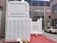 Château gonflable commercial PVC blanc et rose pour mariage et fête, avec toboggan, garantie 3 ans