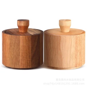 Wooden Salt And Pepper Shaker With Lid Small <b>Spice</b> <b>Jar</b> For Kitchen Use - Product Image 3