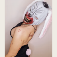 Masques de lapin d'horreur HLC ODM pour Halloween, masques de cosplay avec sang, masque intégral en latex pour décoration de maison hantée et événements de défilé