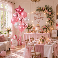 Ensemble de ballons pour centre de table de fête d'anniversaire, ballons en latex avec confettis et ballons en feuille d'aluminium en forme d'étoile et de cœur pour photos