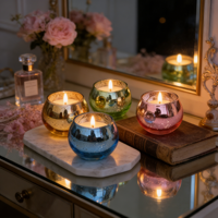 Vase en verre argenté en gros, forme globe, boule ronde, pot multicolore pour centre de table, décoration maison et mariage