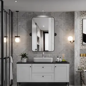 Wandmontage Waschbecken Waschtischspiegel hochwertig rechteckig Zuhause Hotel Badezimmer-Spiegel modern mit Regalen