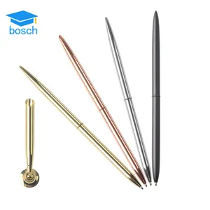 2023 Metal bulk own logo Best Selling Products Minimum Order Gifts Metal Pen Silver Gold Rose Gold Skinny Desk Slim Hotel Pen