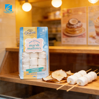 Emballage personnalisé pour guimauves, sac en plastique laminé à huit soudures latérales de qualité alimentaire, résistant à l'humidité, avec fenêtre transparente renforcée