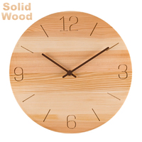 Horloge murale en bois silencieuse sans tic-tac, en bois de pin, avec chiffres découpés au laser, pour la cuisine, la décoration de la maison