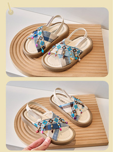 Nouvelles sandales plates pour filles, chaussures d'été pour enfants, chaussures de princesse douces à semelle souple - Product Image 3