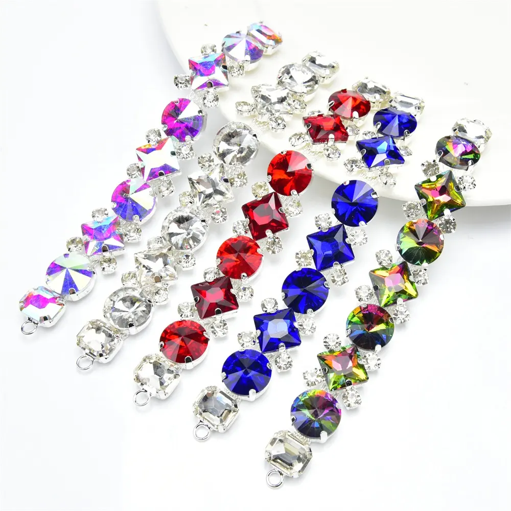 13.8X1.8Cm Fashion Color Crystal Flip Flops Decorative Buckles Rhinestone Bikini Connectors Metal Chain Diy Dress Jewelry Charms