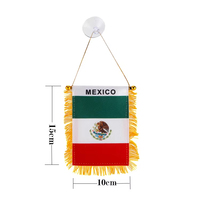 Drapeau à franges double face Mexique sur mesure pour rétroviseur de voiture avec ventouse
