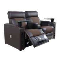 Canapé inclinable manuel en cuir PU 2 places avec table-bac pour cinéma et salon