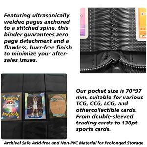 Porte-cartes personnalisé en cuir PU avec fermeture éclair, 9 pochettes pour cartes à collectionner double face, <span class=keywords><strong>album</strong></span> de rangement pour MTG TCG PKM - Product Image 4