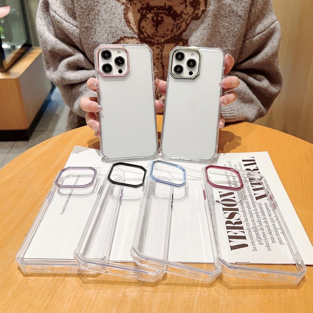 Mobile Phone Accessories Clear Phone Case for iPhone 11 12 13 Pro Max Shockproof Phone Case TPU Side Hard PC Cover for iPhone 14