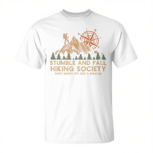 Camiseta Stumble And Fall Hiking Society, blanca, unisex, para adultos, cuello redondo, manga corta - Product Image 3