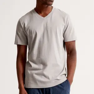 OEM Summer Cotton Mens T-shirt Short-sleeve Man T shirts V neck Pure Color s clothing t shirts Tops Tee men's clothing