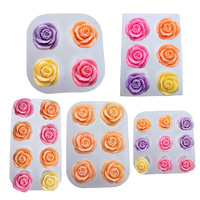 Moule en silicone multi-cavités en forme de rose, moule 3D à 4/6/9 cavités pour la pâtisserie, le fondant, le chocolat, la cire et le savon artisanal