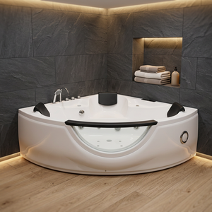 Bañera de Hidromasaje Moderna con Forma de Corazón, Independiente, con Jets de Masaje Frontales Transparentes y Grifo - Product Image 1