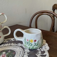 2025 Mug Kopi Keramik Desain Bunga Tidak Beraturan Lukisan Tangan Baru Penjualan Panas Keramik Buatan Tangan Kreatif