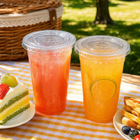 Gelas PP 20/24oz dengan Tutup Dome 90mm Transparan Sekali Pakai untuk Bubble Tea Smoothie Produsen Grosir
