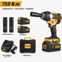 GSFIXTOP 21V Brushless Cordless Lithium-ion 1/2 Drive 750 Nm Torsi Tinggi Alat Industri & DIY Kunci Impack Listrik