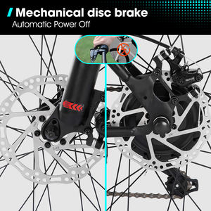 JOYKIE Vélo de montagne électrique 26 pouces-E-MTB 250W 36V 7.8Ah avec moteur de moyeu arrière, fourche à suspension et freins à disque Vélo électrique électrique - Product Image 3