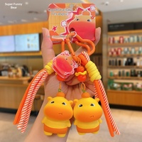 Porte-clés créatif en plastique véritable Capybara Lulu, changeant de couleur sous la lumière UV, rouge chaud, pendentif pour sac d'école, petit cadeau