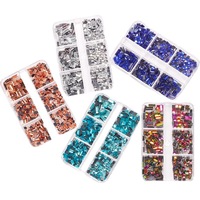 Multi-taille 6 grilles carré fond plat ongles strass super brillant mixte rond rectangle miroir diamant ongles jeu de pierres