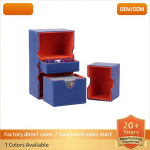 Boîte de rangement pour cartes en cuir PU personnalisée FX avec 3 compartiments, portable pour l'organisation des jeux de cartes, couleur bleue disponible - Product Image 2