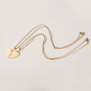 Collar de Acero Inoxidable para Parejas, Te Amo, Juego de Joyería con Corazones, Personalizable con Grabado, Colgante con Forma de Corazón Roto - Product Image 3