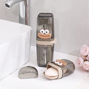 En gros, Trousse de toilette portable de voyage à motif dessin animé mignon, avec gobelet pour bain de bouche, étui à savon et support de rangement pour dentifrice avec égouttoir - Product Image 1