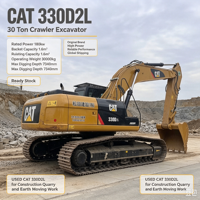 Excavatrice sur chenilles d'occasion CAT 330D2L de 30 tonnes, excavatrice Caterpillar d'origine avec moteur de 180 kW pour travaux lourds en mine et en carrière