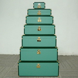 Phong Cách Cổ Điển Da Lưu Trữ Tổ Chức Sang Trọng Trang Chủ Trang Trí Vali Set Với Hộp Áo Và Hành Lý Cho Đám Cưới - Product Image 1