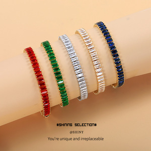 Fashion Beaded <b>Bracelet</b> <b>Red</b> Zircon Gold Plated Channel Setting Gift Jewelry Women's Accessory - Product Image 3