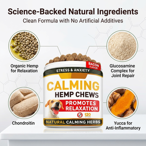 Masticables calmantes para perros, ayuda para aliviar la ansiedad y el miedo, ayuda para dormir, manzanilla natural, triptófano, suplementos para el cuidado de la salud de mascotas - Product Image 3