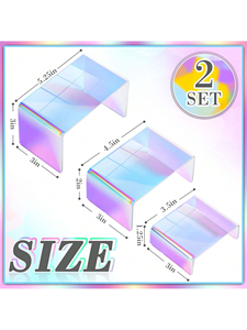 Rak pajang akrilik iridescent 6 buah, untuk meja, kue, mainan, barang koleksi, perhiasan, dan pajangan lainnya - Product Image 2