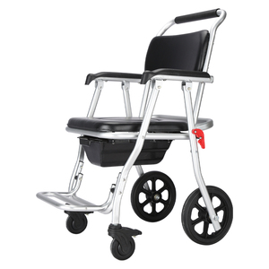 <span class=keywords><strong>Silla</strong></span> de Inodoro Plegable de Aluminio con <span class=keywords><strong>Ruedas</strong></span>, Ligera y Portátil, <span class=keywords><strong>Silla</strong></span> de <span class=keywords><strong>Ducha</strong></span> con Capacidad de 150 kg para Ancianos/Personas con Discapacidad FUSHIDE FST7813 - Product Image 2