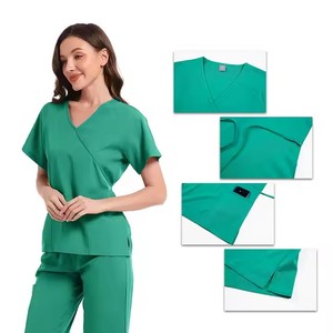 Lengan pendek kostum dokter scrub bedah Set hewan peliharaan klinik pakaian kerja pakaian S-2XL kedokteran gigi seragam perawat setelan Medis wanita - Product Image 5