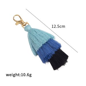 Tua Keychain bán buôn đa màu sắc ba lớp TIE DYE tua Túi xe Keyring quyến rũ Túi Xách Phụ Kiện macrame móc khóa - Product Image 2