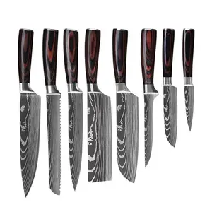 8 ~ 10 pezzi coltello giapponese forgiato a mano 3.5 5 6 7 8 pollici coltello in acciaio damasco modello Laser Set di coltelli da cucina Chef