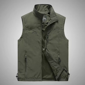 Latest Model Fashion Casual <b>Utility</b> <b>Vest</b> Turn-down Collar Windproof Breathable Outer Wear Outdoor Running Work Sleeveless Autumn - Product Image 4