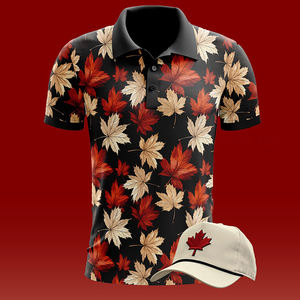 Camiseta de Golf de Secado Rápido para Hombre, Diseño Divertido con Estampado Completo de Hoja de Arce Canadiense, Cuello Rígido, Poliéster y Elastano, Logotipo Personalizado - Product Image 2