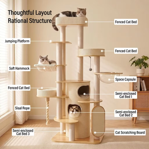 Tour à gratter professionnelle pour <span class=keywords><strong>chat</strong></span> avec capsule spatiale, en bois massif, multi-niveaux, élégante, pour chats <span class=keywords><strong>siamois</strong></span> - Product Image 1