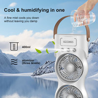 Ventilateur de brumisation à double tête avec télécommande et lumière RGB, oscillant, portable, rechargeable, humidificateur d'air