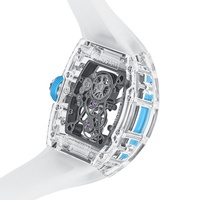 Reloj Tourbillon de Lujo CRONUSART, Transparente, con Cristal de Zafiro, Edición Limitada de 20 mm, con Indicador de Reserva de Marcha